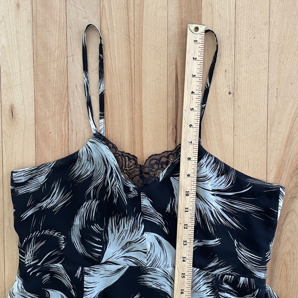 La Fée Maraboutée Black & White Feather Print Double Split Maxi Dress - Sz Eu 40 - Picture 13 of 16